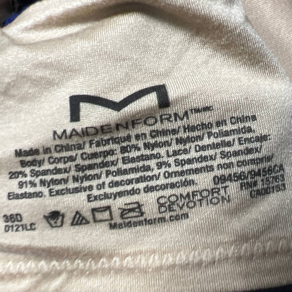 Maidenform Women 36D Black Comfort Devotion Lace Trim Wireless T-Shirt Lift Bra - Picture 4 of 4